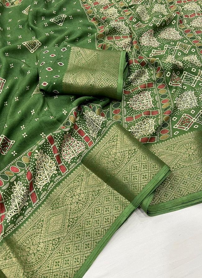 Moss Mello Light Green Traditional Wear Zari Work Saree